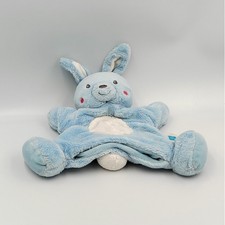 Doudou plat marionnette lapin bleu blanc TEX BABY - 32338