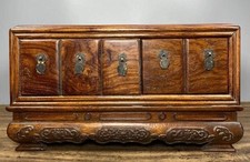 14,6 "Vieux Huang Huali Meubles de sculpture en bois Cabinet de bijoux