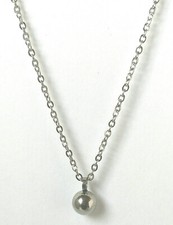 COLLIER CHAINE ARGENTE 40,6cm PENDENTIF BOULE 6MM ACIER INOX HYPOALLERGENIQUE