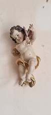 Handcarved Italian Polychrome wood Musical Cherub angel putti
