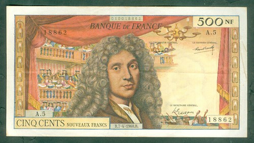 Rare billet 500nf molière - de,