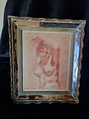Dessin ancien féminin à - nu,