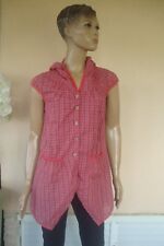 ROBE TUNIQUE D ETE  A CAPUCHE ECOSSAISE ROUGE NEUVE T M 36/38/40