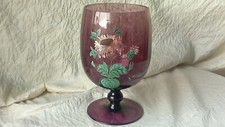 VASE EMAILLE GROS VERRE EMAILLE SUR PIED SIGNE**