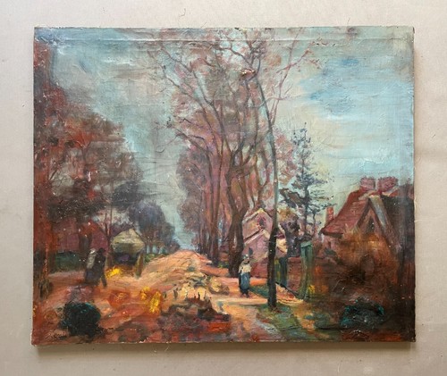 Rue animée huile sur - rue,