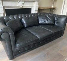 Paris Prix - Canapé 3 Places "chesterfield" 207cm Noir