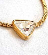 Collier vintage en métal doré - maille palmier et pendentif triangle