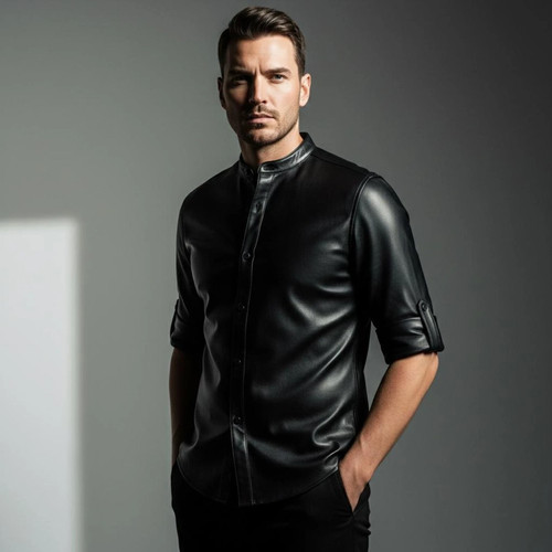 Nouvelle chemise cuir noir - cuir,