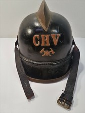 Chavannes Suisse - Casque de feu sapeurs pompiers à cimier Bombe cuir mod 1872  