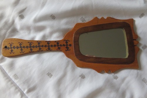 Ancien miroir main bois - main,