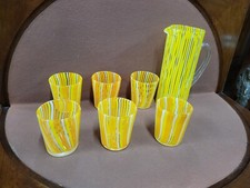 SERVICE A ORANGEADE EN VERRE ORANGE ET JAUNE