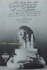 PUBLICITE SAINT GOBAIN DURALEX MIROITIER VERRE ASSIETTE NE CASSE PAS DE 1963 AD