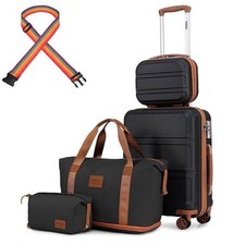 Set de 4 Valises de Voyage Rigide Bagage Cabine 55cm avec Portable Vanity Case