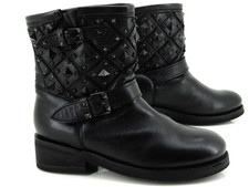 ASH Chaussures Biker Femmes Bottes Bottines Gr 40 Cuir Noir