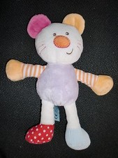 doudou peluche ours blanc mauve orange jaune rose BEBEREVE 21cm