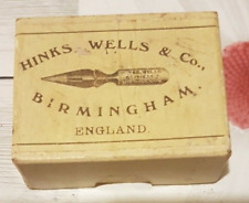 Ancienne boite de plumes hinks wells - pen , 1625 EF collection écriture 