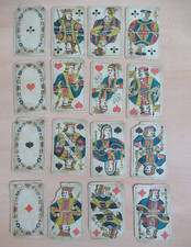 ANCIEN JEU DE 16 CARTES à JOUER ANTIQUE PLAYING CARDS 88 x 56 mm environ