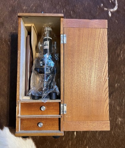Vintage microscope wooden - microscope,