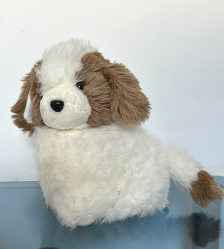 Peluche chien blanc marron
