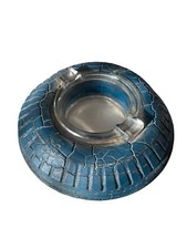 Cendrier Publicitaire Dunlop Pneu Ancien Vintage Publicité France Verre Pyrex