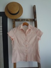 38 ANTONELLE CHEMISE V HAUT TOP CLASSIQUE RAYURES TUNIQUE CHIC BLEU ET BLANC COT