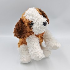 Peluche chien blanc beige