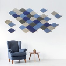 4PCS 3D Autocollant Mural Poisson Décor Feutre Bulletin Pin Mémo Board pour Home