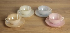 Lot 4 tasse à café et soucoupe arlequin signé arcopal vintage multicolor opaline