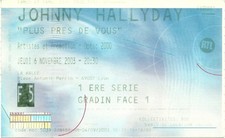 RARE / TICKET BILLET DE CONCERT LIVE - JOHNNY HALLYDAY A LYON NOVEMBRE 2003