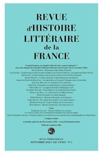 REVUE D'HISTOIRE LITTERAIRE DE LA FRANCE