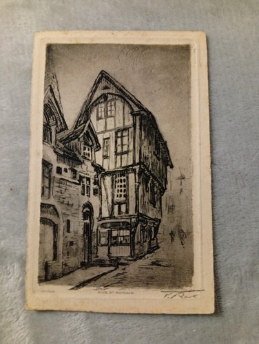 Eau forte gravure rouen rue - gravure,