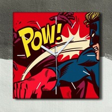 Horloge murale sur toile 30x30 Peinture héros villien bandes dessinées
