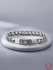 Bracelet Argent Sterling 925 Poinçon Bijoux Tigre Chaine Homme Femme 24.5g