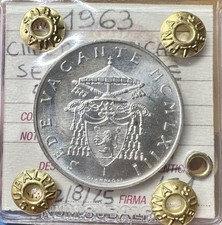 CITÉ DU VATICAN 500 LIRE SÉDE VACANTE 1963 ARGENT Scellée FDC SUBALPINE