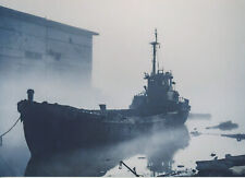 Tirage photo d'art digital 18 x 13 cm - navire dans dans un port brumeux