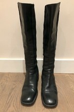 *** BOTTES EN CUIR NOIR A ÉLASTIQUES BOUTS CARRÉS VINTAGE FREE LANCE T. 38,5 ***