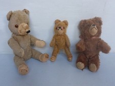 Ensemble De 3 Anciens Petits Ours En Peluche Teddy Mesurant 14,5-24,5 Cm