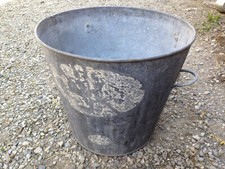 Ancienne bassine lessiveuse en métal galva zinc vintage pour déco jardinière