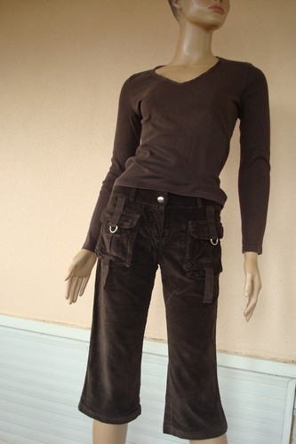 Pantacourt velours marron tres - pantacourt,
