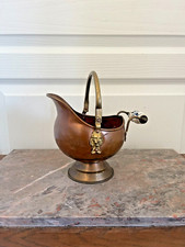 Ancien Cruche Pichet Ecurie Pot Seau Charbon CUIVRE Hanse & Lion Doré