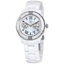 Neuf Gc Guess COLLECTION XL-S Argent + Blanc Ton Céramique, Mop , Suisse Montre