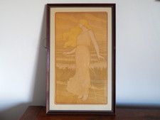ANCIENNE GRAVURE Art Nouveau Jeune Femme Signée PAUL BERTHON