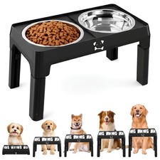 Gamelle Chien Surélevée, 5 Hauteurs Réglables, Porte Gamelle avec 2 Bols en A...