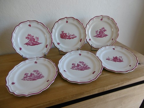 Six assiettes dessert - six, faience