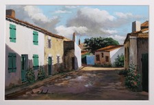 Gouache paysage rue Île de