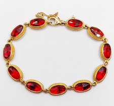 Bracelet vintage or 18k grenat de perpignan facettés en sertis clos