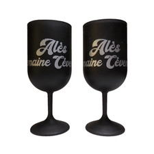 N23.211 Alès Semaine Cévenole 2 verres art déco table design noir made in France