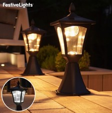 LED Solaire Noir Sécurité Lanterne Lampe Extérieur Jardin Pont Poste Base Léger