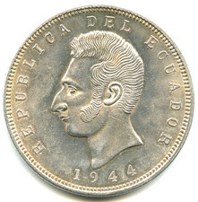 Equateur 5 sucres argent 1943