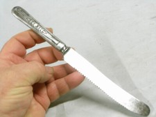 ANCIEN COUTEAU DE TABLE A DENT FER ACIER FORGE BEURRE PAIN KNIFE 19 EME